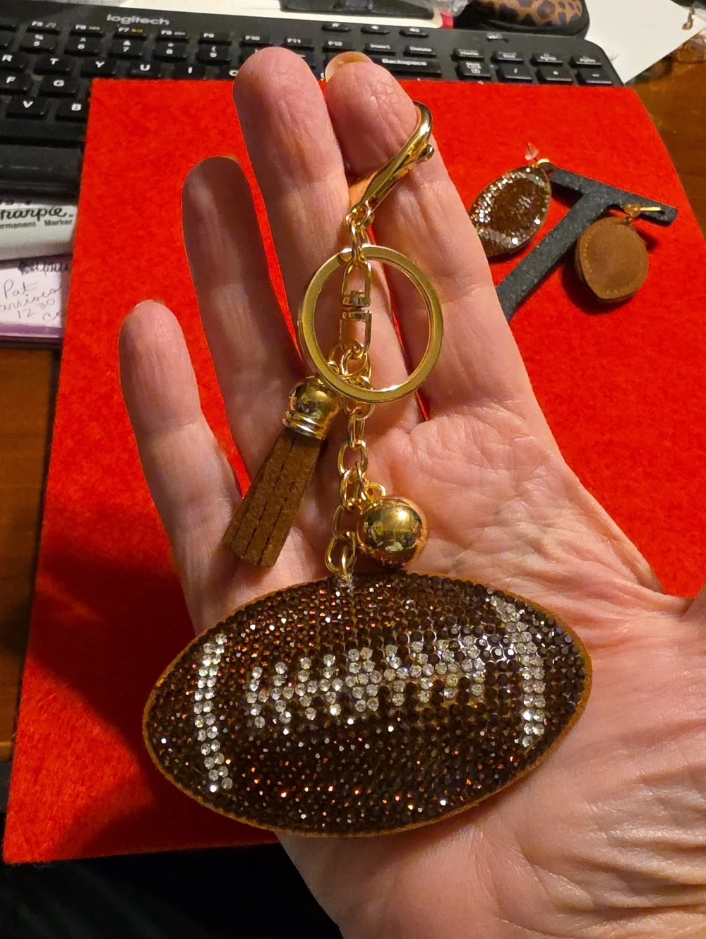 Crystal Football Bagcharm & Earring Set
